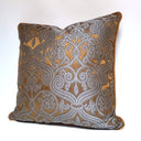Handmade Decorative Pillow Made With Silk Jacquard Rubelli Fabric Dark Bronze & Silver Trebisonda Pattern