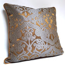 Handmade Decorative Pillow Made With Silk Jacquard Rubelli Fabric Dark Bronze & Silver Trebisonda Pattern