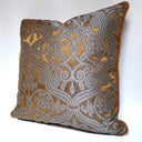 Handmade Decorative Pillow Made With Silk Jacquard Rubelli Fabric Dark Bronze & Silver Trebisonda Pattern