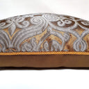 Handmade Decorative Pillow Made With Silk Jacquard Rubelli Fabric Dark Bronze & Silver Trebisonda Pattern