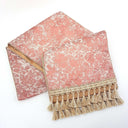 Luxury Table Runner Pink Silk Lampas Rubelli Fabric Michelle Pattern with Tassel Trim