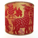 Drum Lampshade Red Silk Brocatelle Luigi Bevilacqua Fabric Fiere Pattern