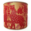Drum Lampshade Red Silk Brocatelle Luigi Bevilacqua Fabric Fiere Pattern
