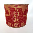 Drum Lampshade Red Silk Brocatelle Luigi Bevilacqua Fabric Fiere Pattern