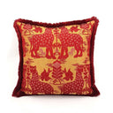 Handmade Decorative Pillow With Brush Fringe Trim Red Silk Brocatelle Luigi Bevilacqua Fabric Fiere Pattern