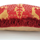 Handmade Decorative Pillow With Brush Fringe Trim Red Silk Brocatelle Luigi Bevilacqua Fabric Fiere Pattern