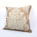 Handmade Decorative Pillow Made With Fortuny Fabric – Dandolo Aquamarine & Silvery Gold With Tassel Trim