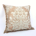 Handmade Decorative Pillow Made With Fortuny Fabric – Dandolo Aquamarine & Silvery Gold With Tassel Trim