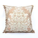 Handmade Decorative Pillow Made With Fortuny Fabric – Dandolo Aquamarine & Silvery Gold With Tassel Trim