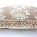 Handmade Decorative Pillow Made With Fortuny Fabric – Dandolo Aquamarine & Silvery Gold With Tassel Trim