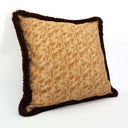 Handmade Decorative Pillow Made With Fortuny Fabric – Brown & Gold Richelieu Pattern With Brush Fringe