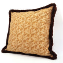 Handmade Decorative Pillow Made With Fortuny Fabric – Brown & Gold Richelieu Pattern With Brush Fringe