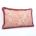 Handmade Decorative Pillow Made With With Brush Fringe Pink Silk Lampas Rubelli Fabric Michelle Pattern