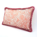 Handmade Decorative Pillow Made With With Brush Fringe Pink Silk Lampas Rubelli Fabric Michelle Pattern