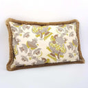 Handmade Decorative Pillow Made With With Brush Fringe Ivory Silk Brocade Rubelli Fabric Alice in Wonderland Pattern