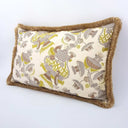 Handmade Decorative Pillow Made With With Brush Fringe Ivory Silk Brocade Rubelli Fabric Alice in Wonderland Pattern