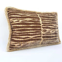 Handmade Decorative Pillow Made With With Brush Fringe Mother of Pearl Jacquard Velvet Rubelli Fabric Modern Art Pattern
