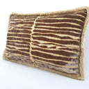 Handmade Decorative Pillow Made With With Brush Fringe Mother of Pearl Jacquard Velvet Rubelli Fabric Modern Art Pattern