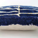 Handmade Decorative Pillow Made With With Brush Fringe Blue Jacquard Velvet Rubelli Fabric Modern Art Pattern