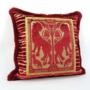 Handmade Decorative Pillow With Brush Fringe Red Modern Art Rubelli Velvet With Luigi Bevilacqua Framed Front Panel