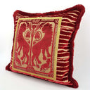 Handmade Decorative Pillow With Brush Fringe Red Modern Art Rubelli Velvet With Luigi Bevilacqua Framed Front Panel
