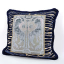 Handmade Decorative Pillow With Brush Fringe Blue Modern Art Rubelli Velvet With Luigi Bevilacqua Framed Front Panel