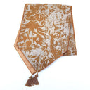 Table Runner with Pointed Ends And Tassels Rubelli Jacquard Fabric Grey Gritti Pattern