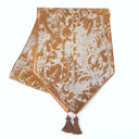 Table Runner with Pointed Ends And Tassels Rubelli Jacquard Fabric Grey Gritti Pattern