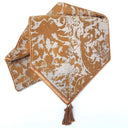 Table Runner with Pointed Ends And Tassels Rubelli Jacquard Fabric Grey Gritti Pattern