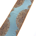 Luxury Table Runner with Pointed Ends And Tassels Silk Lampas Rubelli Fabric Sky Blue Sherazade Pattern