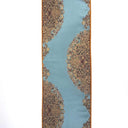 Luxury Table Runner with Pointed Ends And Tassels Silk Lampas Rubelli Fabric Sky Blue Sherazade Pattern
