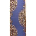 Luxury Table Runner with Pointed Ends And Tassels Silk Lampas Rubelli Fabric Purple Blue Sherazade Pattern