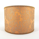 Drum Lamp Shade in Fortuny Fabric Silvery Gold & Peach Solimena Pattern
