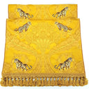 Luxury Table Runner with Tassel Trim Rubelli Silk Bracaded Damask Gold Sandokan Pattern