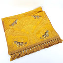 Luxury Table Runner with Tassel Trim Rubelli Silk Bracaded Damask Gold Sandokan Pattern