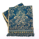 Table Runner with Tassel Trim Rubelli Jacquard Fabric Blue Barry Lyndon Pattern