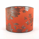 Drum Lampshade Coral Red Silk Brocade Rubelli Fabric Lady Hamilton Pattern
