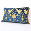 Handmade Decorative Pillow With Tassel Fringe Luigi Bevilacqua Silk Heddle Velvet Indigo Blue Ca  d Oro Pattern