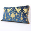 Handmade Decorative Pillow With Tassel Fringe Luigi Bevilacqua Silk Heddle Velvet Indigo Blue Ca  d Oro Pattern