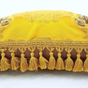 Tassel Fringe Handmade Decorative Pillow Made With Silk Damask Rubelli Fabric Gold Sandokan Pattern