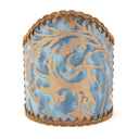 Carved Gilt Wood Wall Sconce with Fortuny Fabric Lampshades Blue and Silvery Gold Sevres Pattern