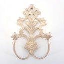 Carved Distressed Ecru White Wood Wall Sconce with Rubelli Brocade Lampshades Aquamarine Queen Anne Pattern