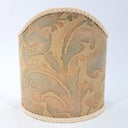 Carved Distressed Antique White Wood Wall Sconce with Fortuny Fabric Lampshades Lucrezia Pattern