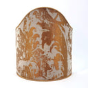Wall Sconce Clip-On Shield Shade Grey and Gold Jacquard Rubelli Fabric Gritti Pattern Mini Lampshade