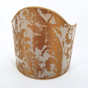 Wall Sconce Clip-On Shield Shade Grey and Gold Jacquard Rubelli Fabric Gritti Pattern Mini Lampshade