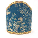 Carved Gilt Wood Wall Sconce with Rubelli Fabric Lampshades Blue Barry Lyndon Pattern