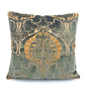 Handmade Decorative Pillow Made With Luigi Bevilacqua Green Silk Heddle Velvet Torcello Pattern