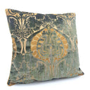 Handmade Decorative Pillow Made With Luigi Bevilacqua Green Silk Heddle Velvet Torcello Pattern