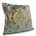 Handmade Decorative Pillow Made With Luigi Bevilacqua Green Silk Heddle Velvet Torcello Pattern