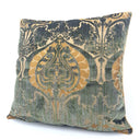 Handmade Decorative Pillow Made With Luigi Bevilacqua Green Silk Heddle Velvet Torcello Pattern